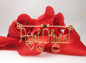 Peace sign, Smiley face charms in gold filled necklace